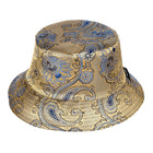 Men's Bucket Hat, Jacquard Woven Satin - Paisley Flower Gold