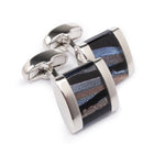 Men's Cufflink Square with charcoal Enamel - Silver