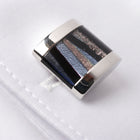 Men's Cufflink Square with charcoal Enamel - Silver
