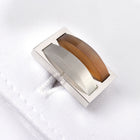 Men's Cufflink Rectangular Two-toned Enamel - Silver