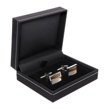 Men's Cufflink Rectangular Two-toned Enamel - Silver