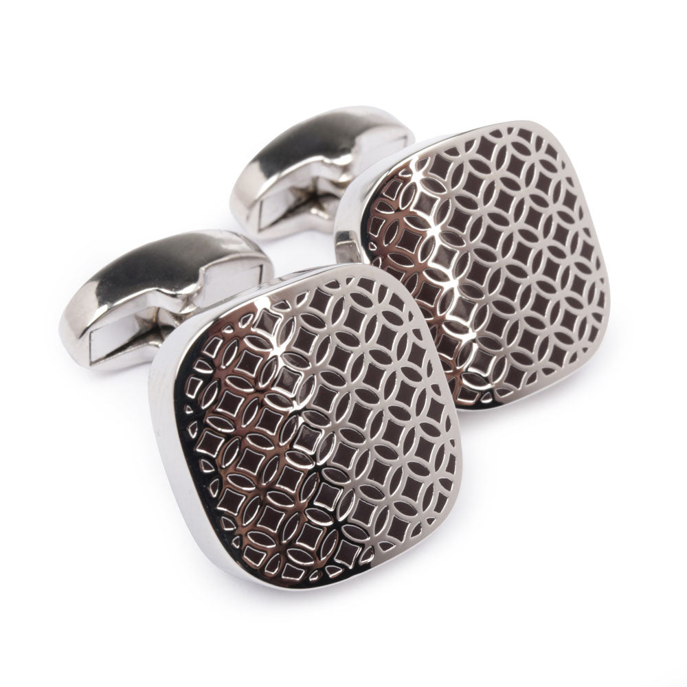 Men's Cufflink Square with stranded Detailing - Silver