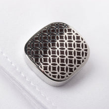 Men's Cufflink Square with stranded Detailing - Silver