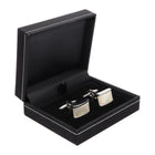 Men's Cufflink Rectangular Mother of Pearl Mosaic - Silver