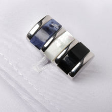 Men's Cufflink Rectangular Stripe - Silver