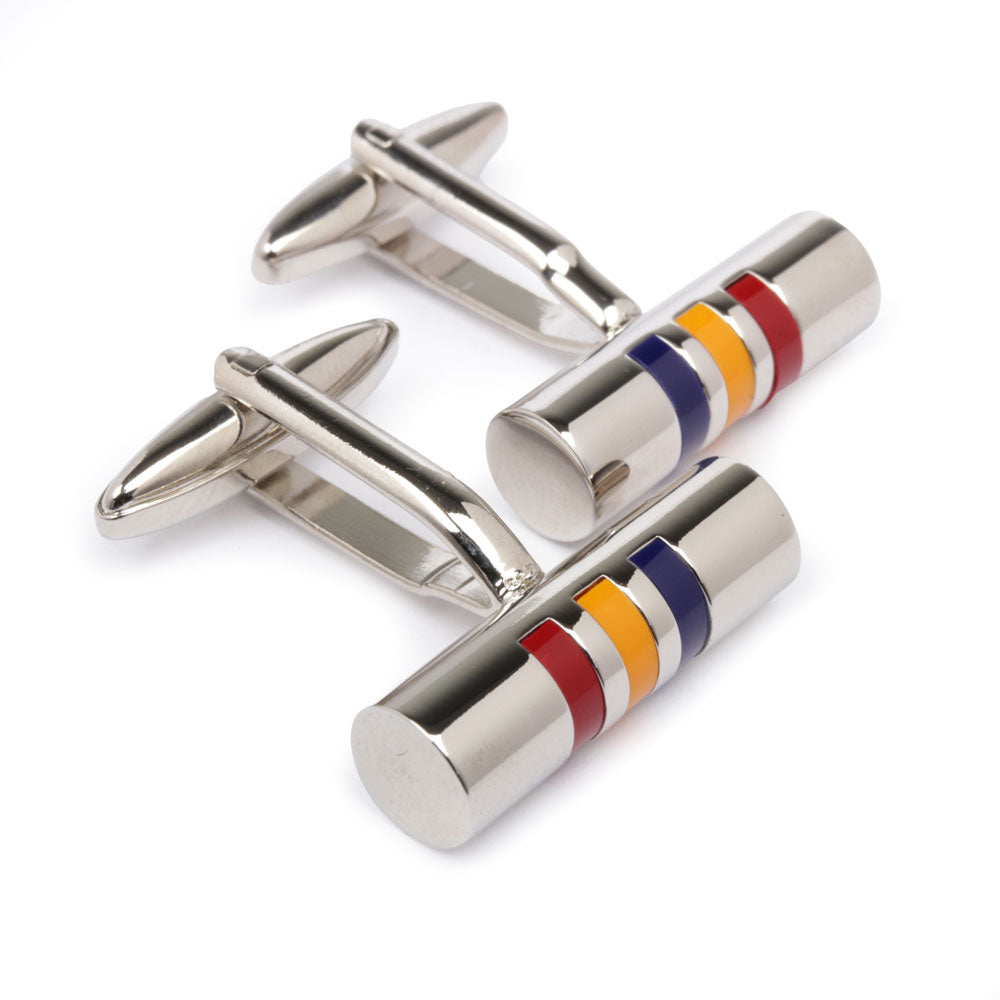 Men's Cufflink Cylinder Silver - Orange