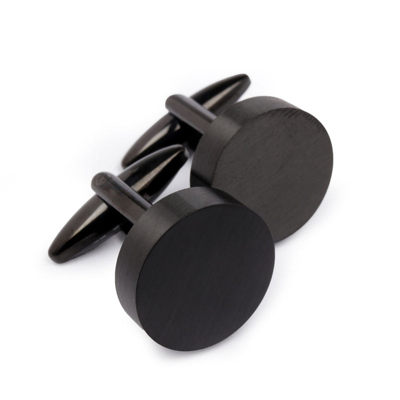 Men's Cufflink Round - Black