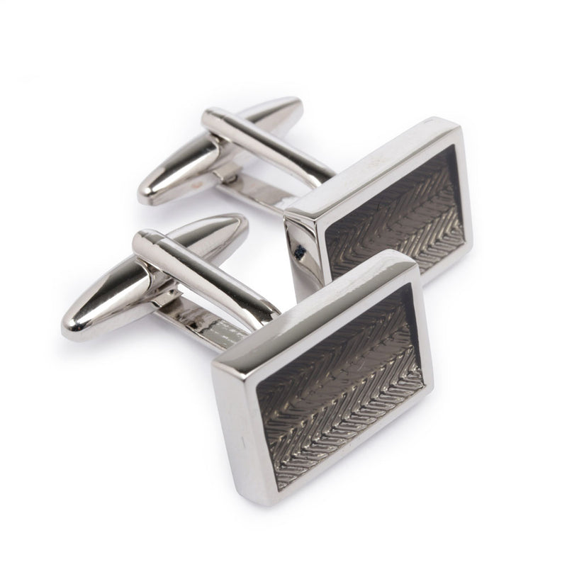 Men's Cufflink Rectangulr Graphite - Silver