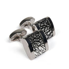 Men's Cufflink Sqaure Enamel - Black Speckle Resin