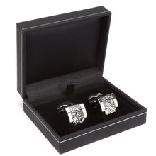 Men's Cufflink Sqaure Enamel - Black Speckle Resin