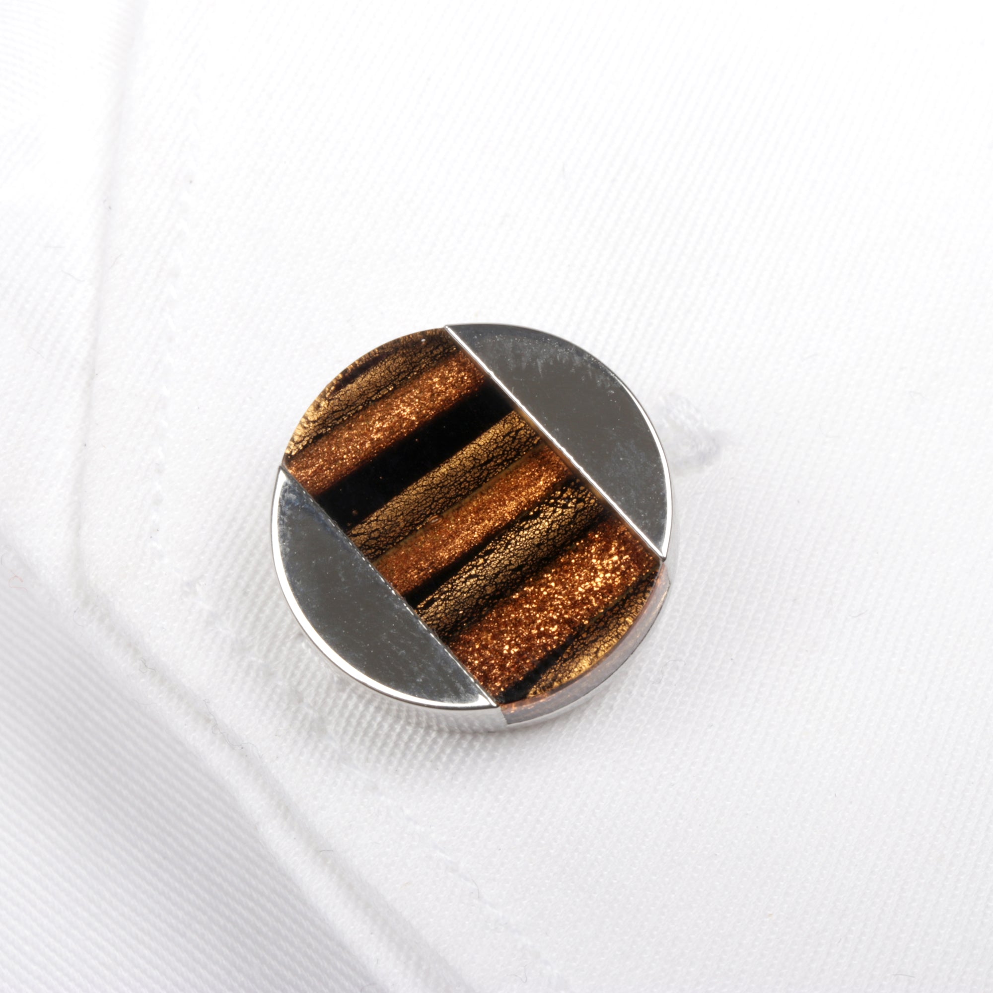 Men's Cufflink Round - Brown Resin