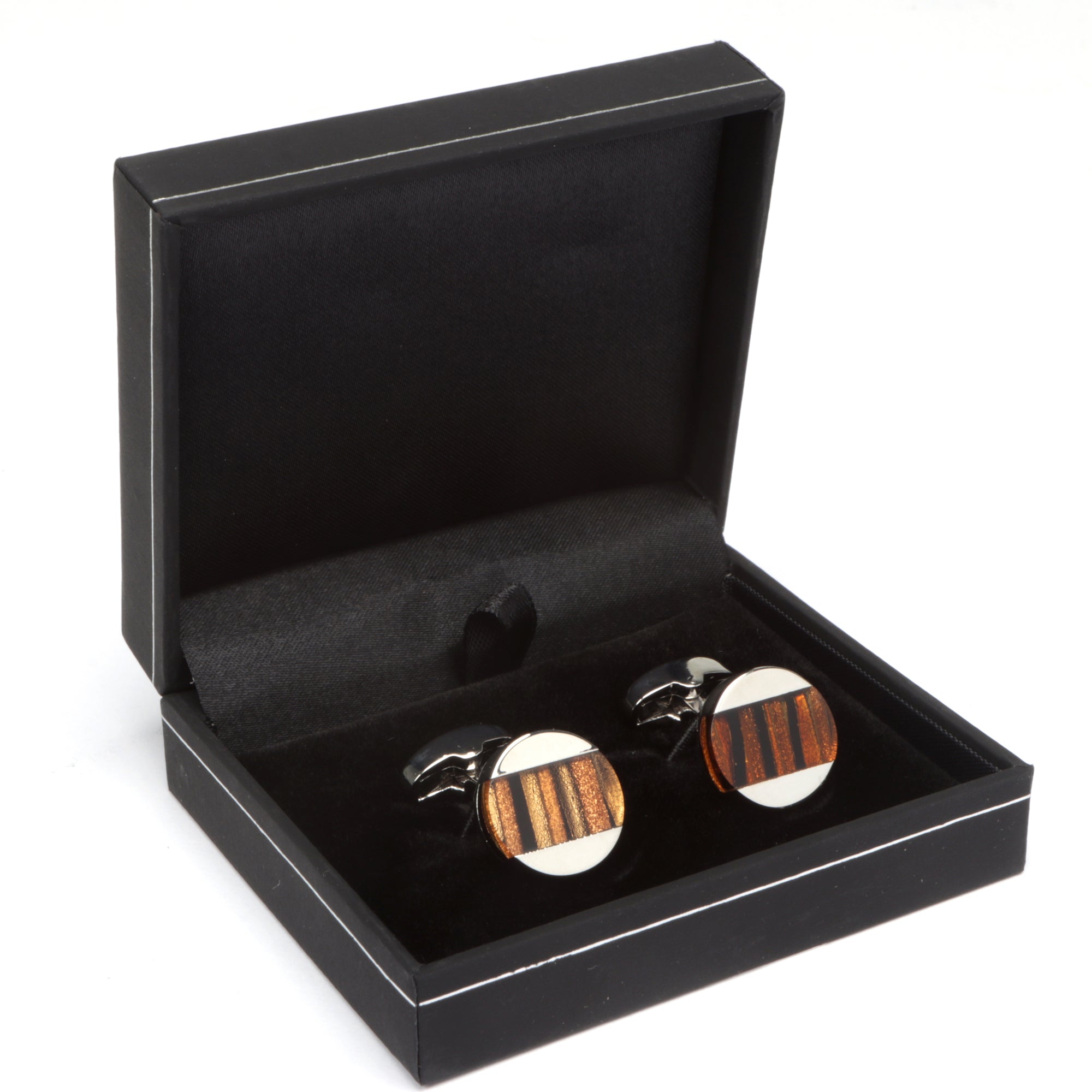 Men's Cufflink Round - Brown Resin