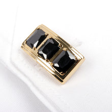 Men's Cufflink Rectangular Gold - Black Stones