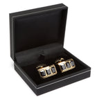 Men's Cufflink Rectangular Gold - Black Stones
