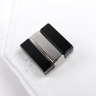 Men's Cufflink Square Stripe - Black & Silver