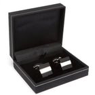 Men's Cufflink Square Stripe - Black & Silver
