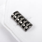 Men's Cufflink Rectangular - Diamante Stripe Black