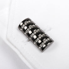 Men's Cufflink Rectangular - Diamante Stripe Black