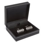 Men's Cufflink Rectangular - Diamante Stripe Black