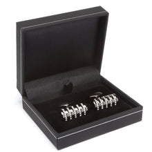 Men's Cufflink Rectangular - Diamante Stripe Black