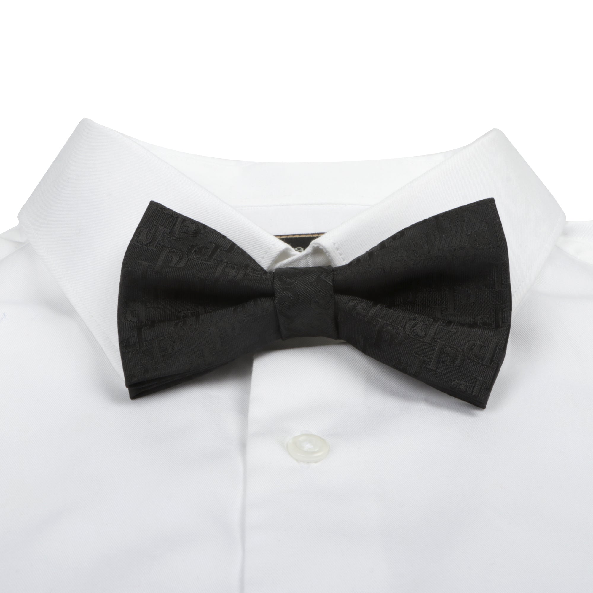 Diagonal P Woven Silk Bowtie - Black