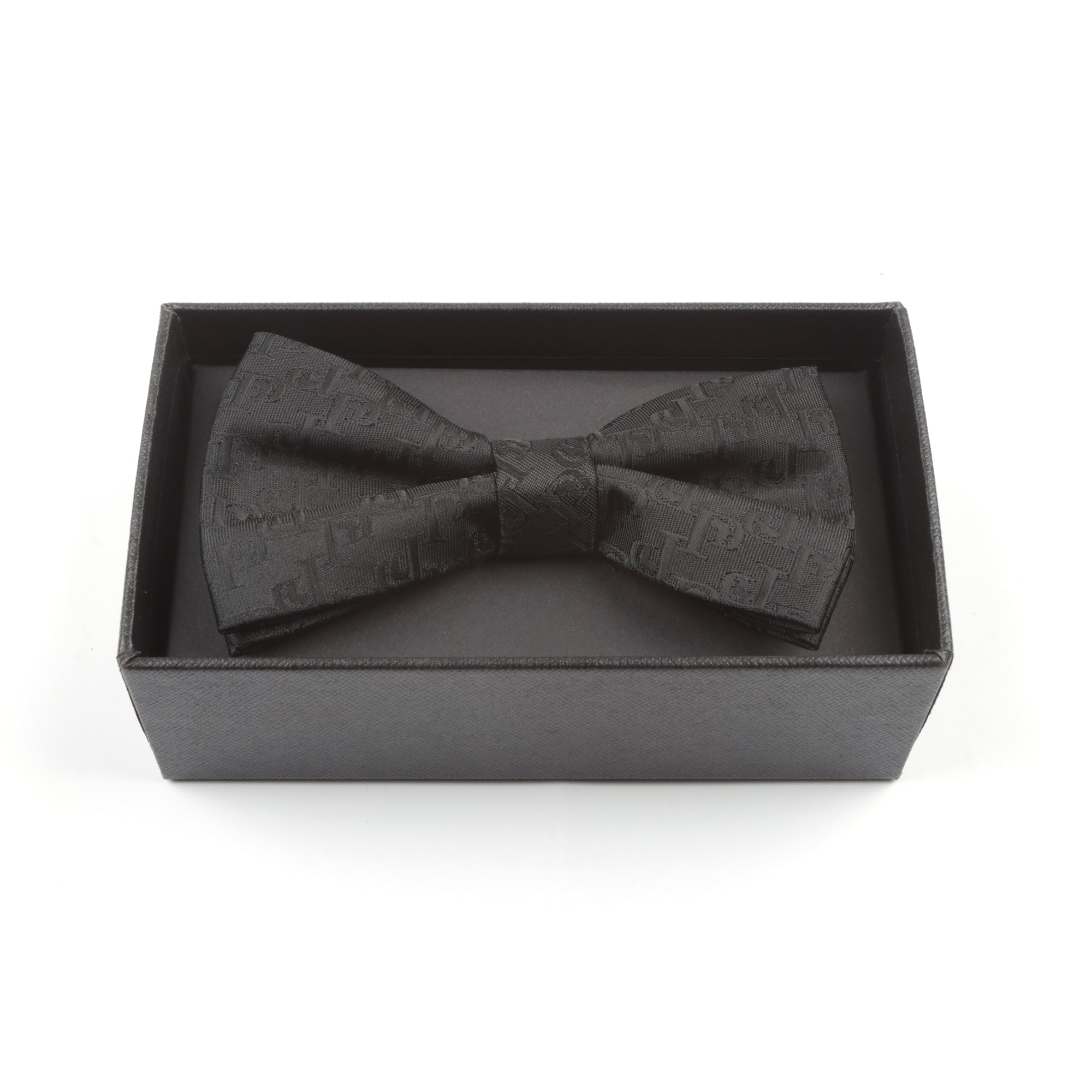 Diagonal P Woven Silk Bowtie - Black