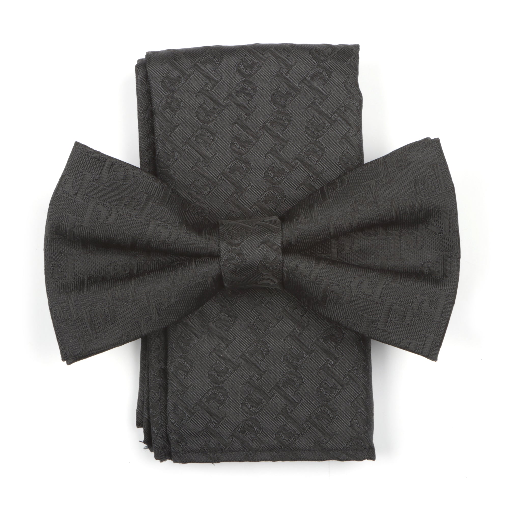 Diagonal P Woven Silk Bowtie - Black