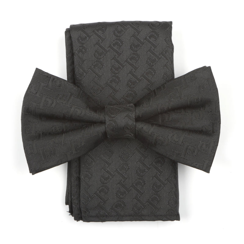 Diagonal P Woven Silk Bowtie - Black