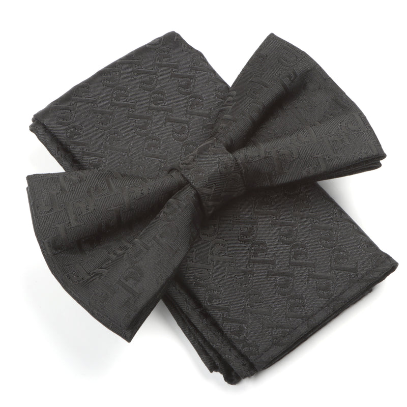 Diagonal P Woven Silk Bowtie - Black