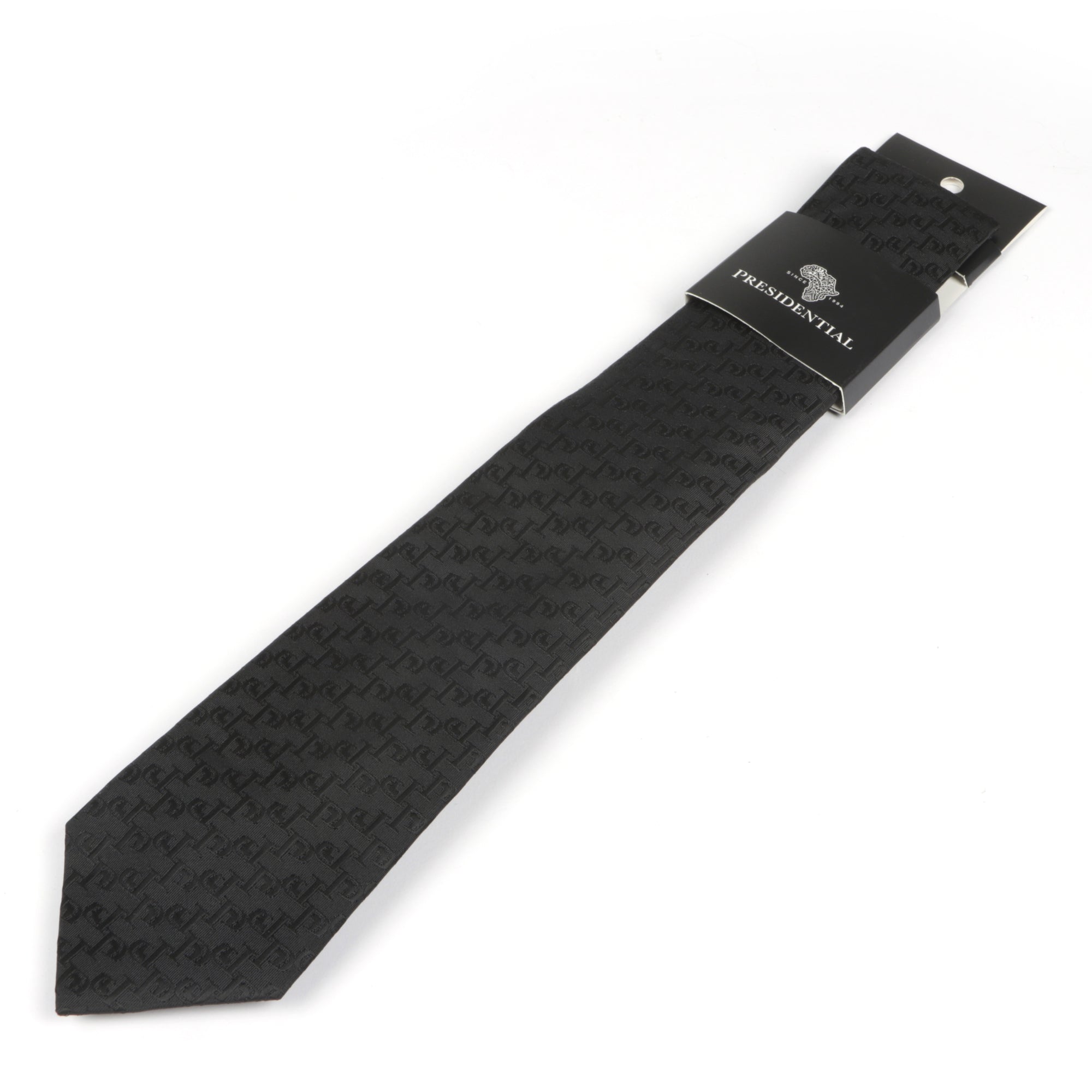 Diagonal-P Woven Silk Tie - Black