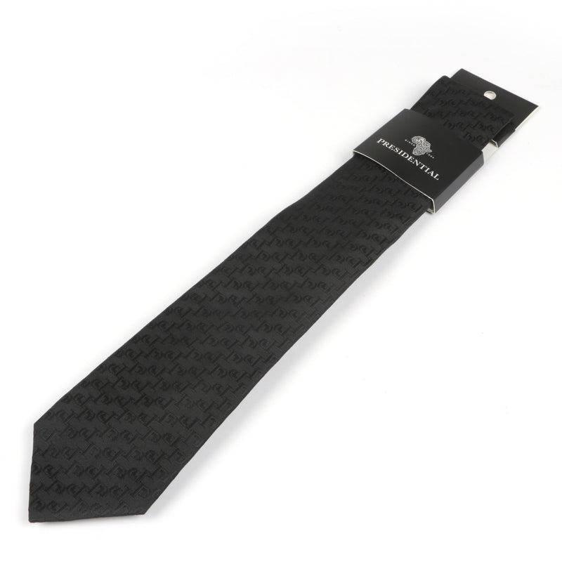 Diagonal-P Woven Silk Tie - Black