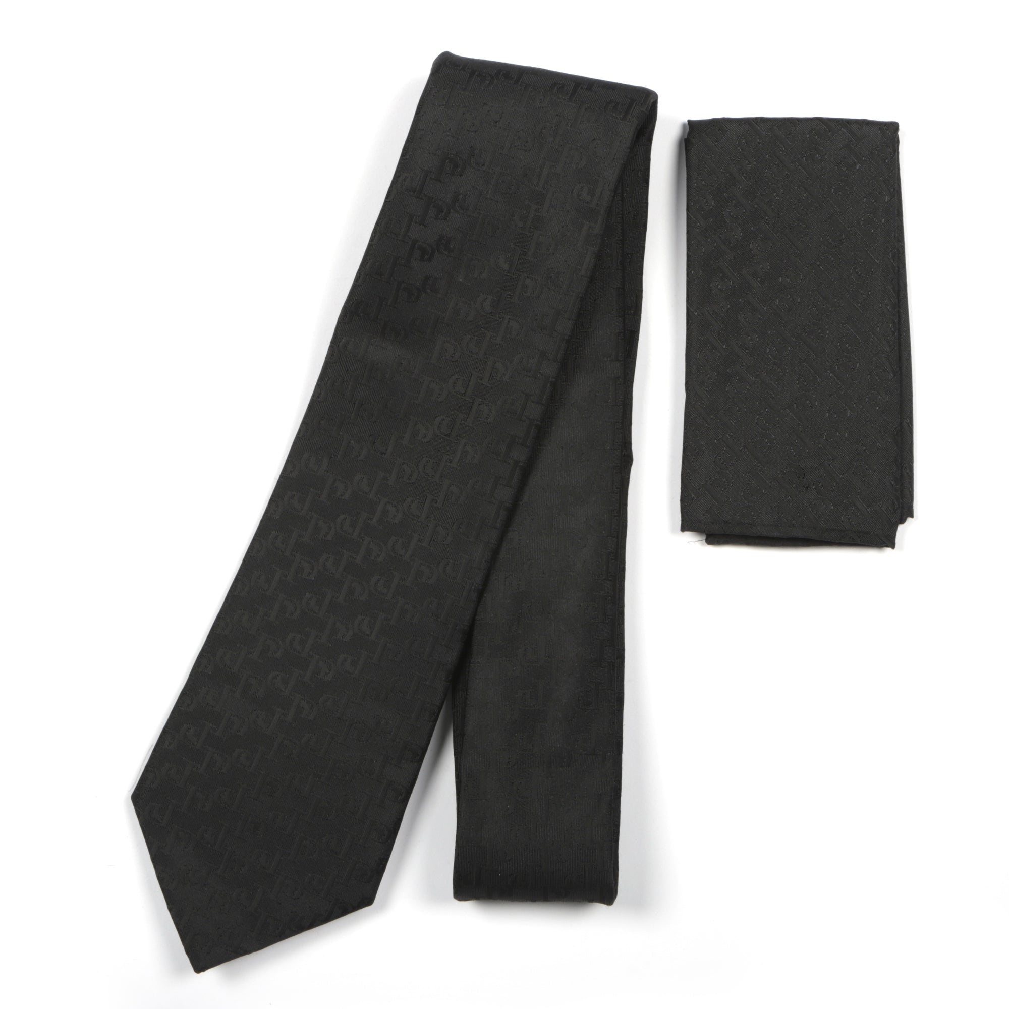 Diagonal-P Woven Silk Tie - Black