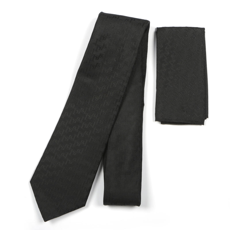 Diagonal-P Woven Silk Tie - Black