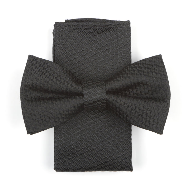 African Repeat Woven Silk Bowtie - Black