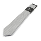 Geometric Check Woven Silk Tie - Silver