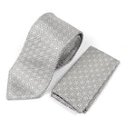 Geometric Check Woven Silk Tie - Silver