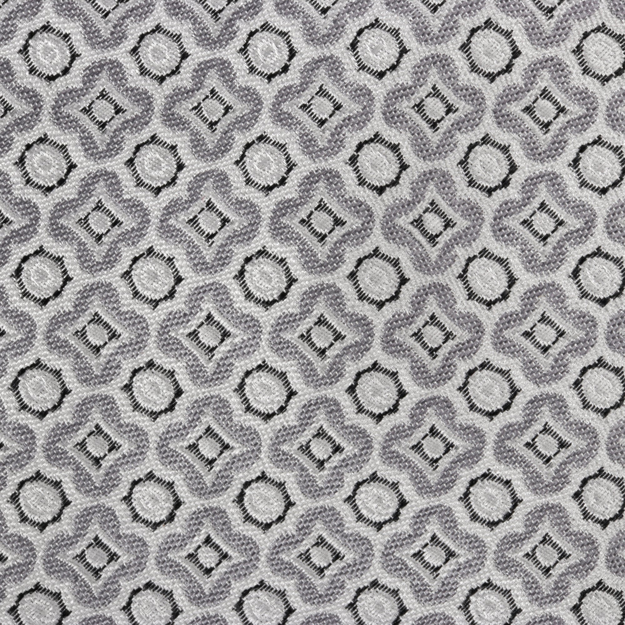 Geometric Check Woven Silk Tie - Silver