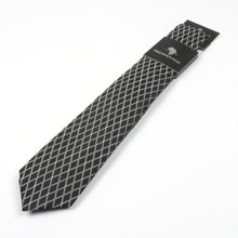 Diamond Check Woven Silk Tie - Black