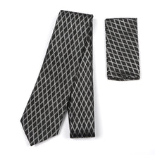 Diamond Check Woven Silk Tie - Black