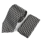 Diamond Check Woven Silk Tie - Black