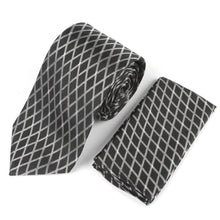 Diamond Check Woven Silk Tie - Black