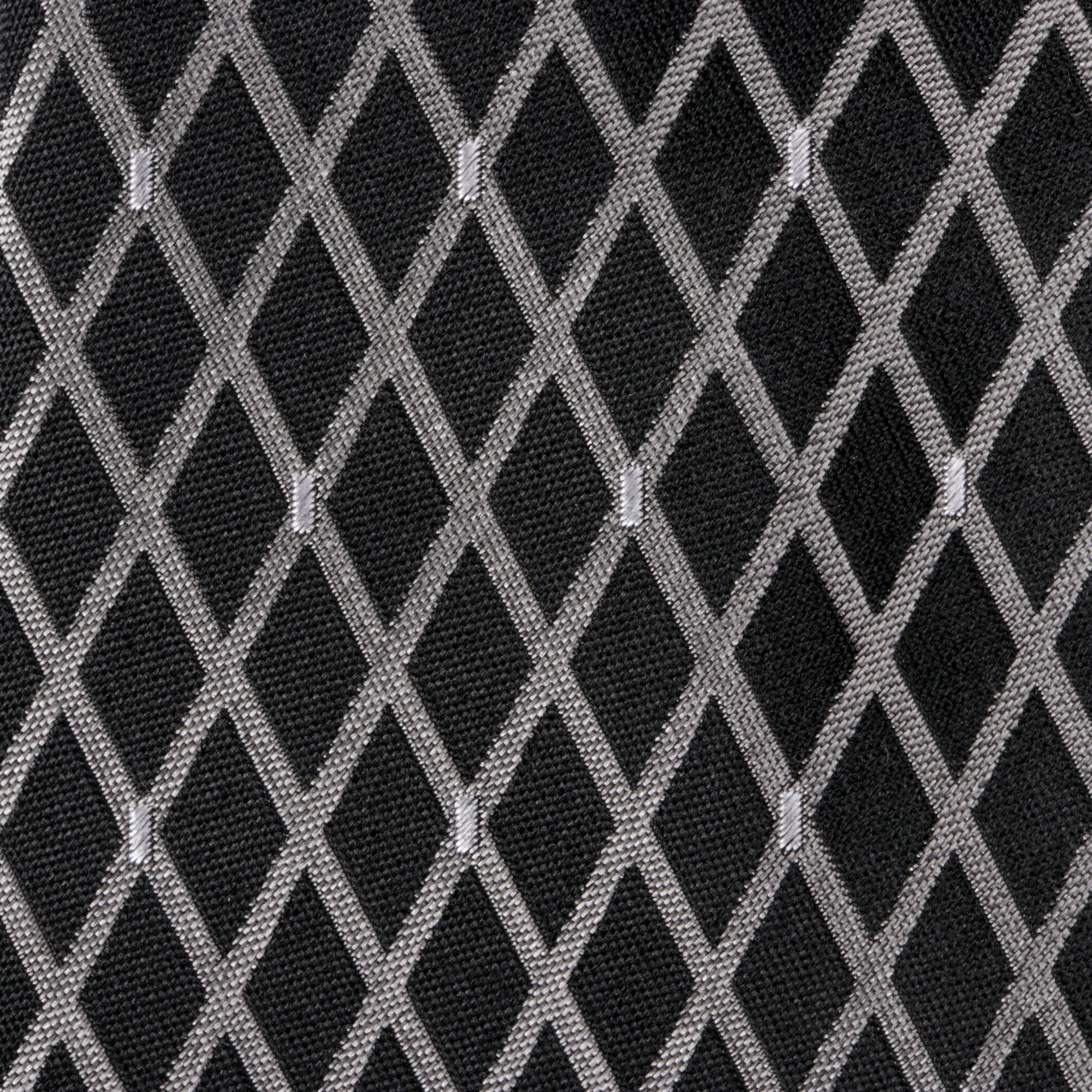 Diamond Check Woven Silk Tie - Black