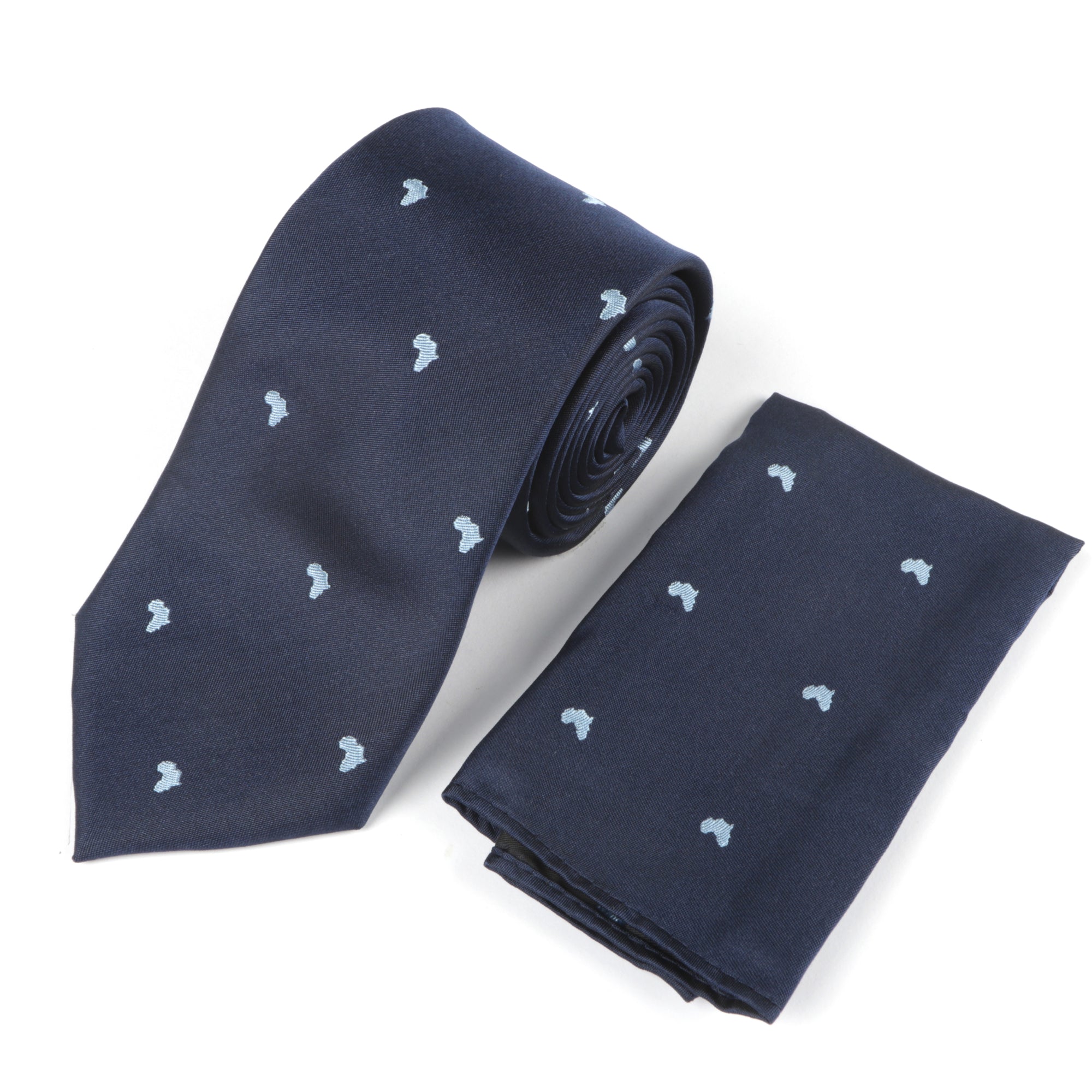 African Dot Woven Silk Tie - Navy