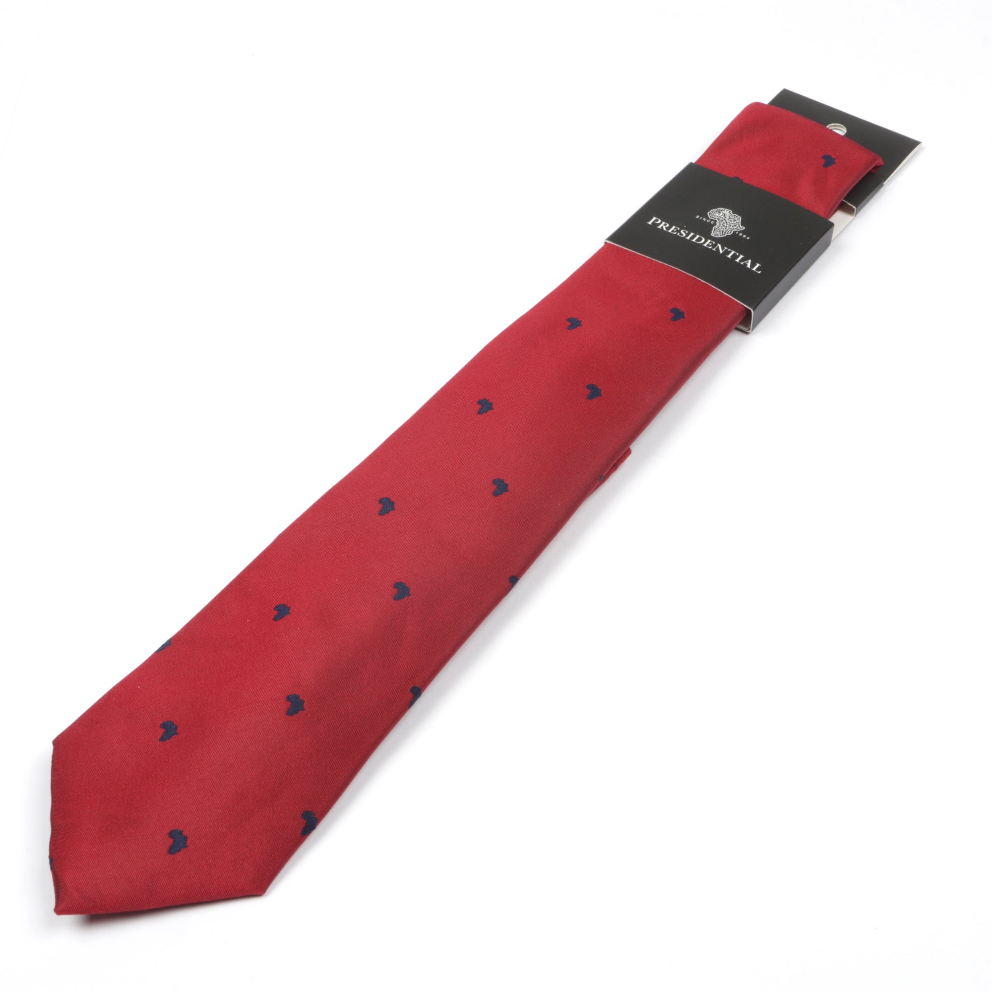 African Dot Woven Silk Tie - Red