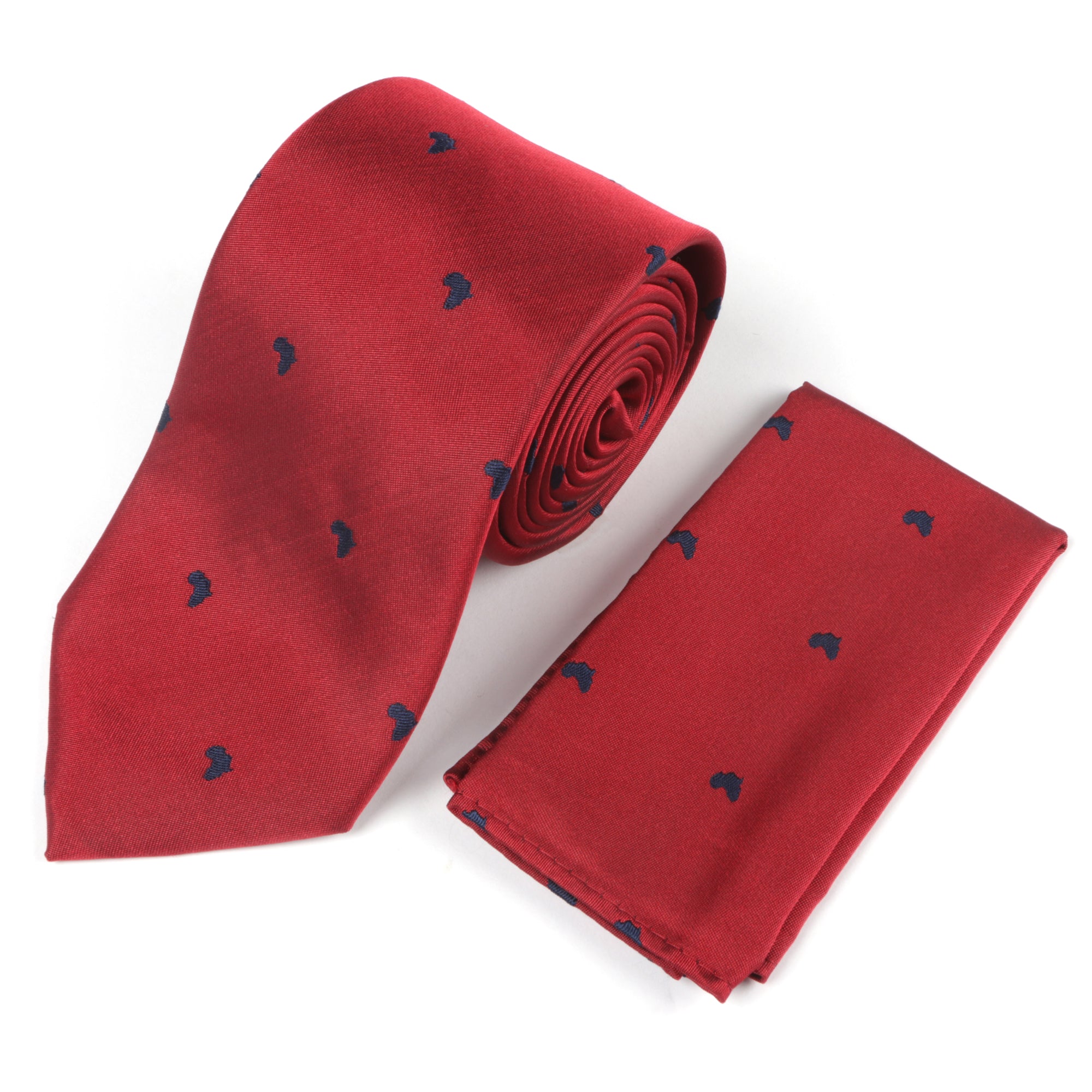 African Dot Woven Silk Tie - Red