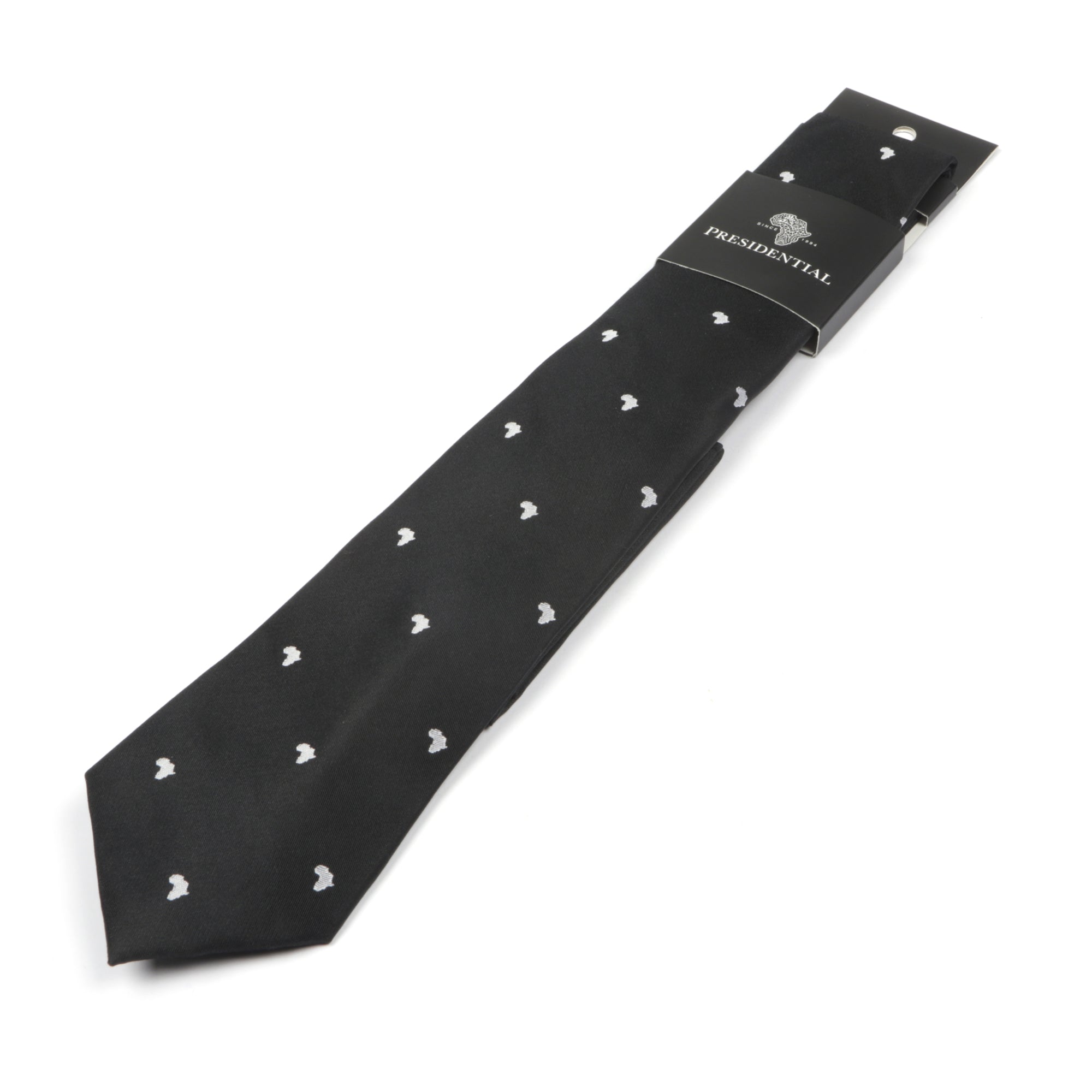 African Dot Woven Silk Tie - Black