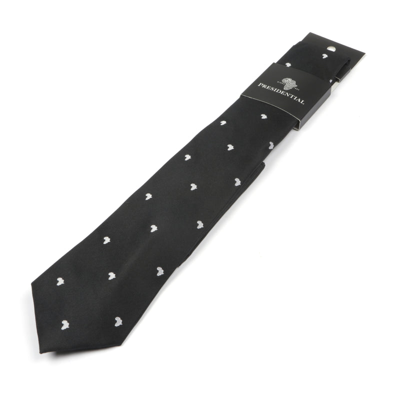 African Dot Woven Silk Tie - Black