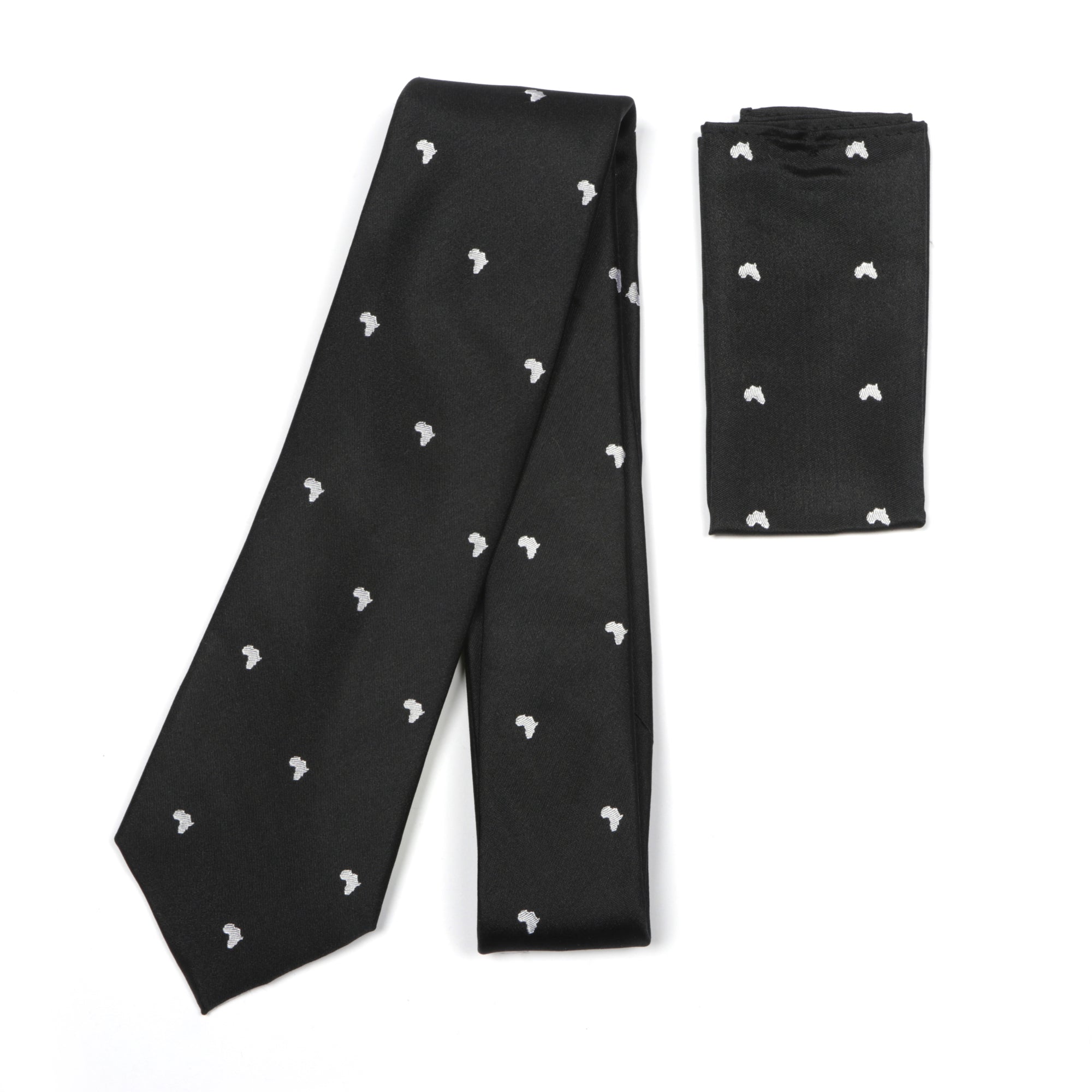 African Dot Woven Silk Tie - Black