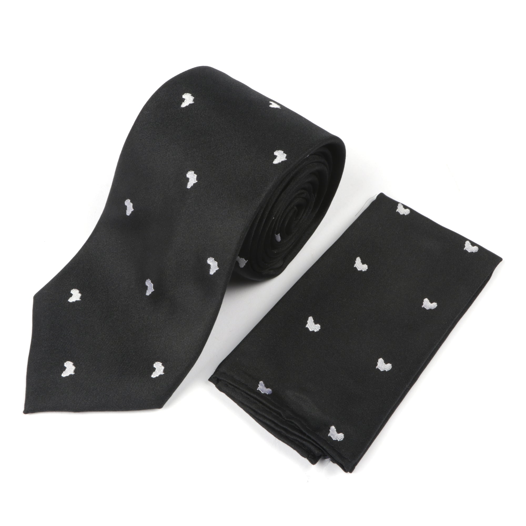 African Dot Woven Silk Tie - Black