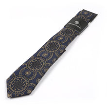 Large African Circle Woven Silk Tie - Navy